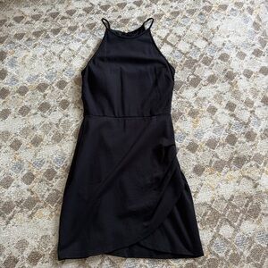 Emerald Sundae Black Halter Mini Dress